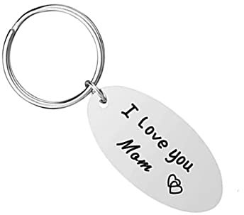 Stfery Anneaux Porte Clé, Porte Clé Maman Je t'aime Acier Inoxydable Argent Keychain Cadeau Bijoux Accessoires