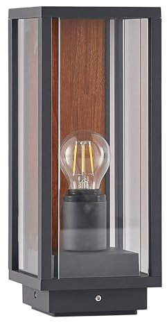 Lucande Außenleuchte Elwin (spritzwassergeschützt (Modern) in Schwarz aus Aluminium (1 flammig, E27) - Wegeleuchte Pollerleuchte Wegelampe Sockelleuchte