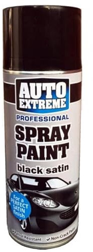 2x 400ml Black Satin Spray Paint, Automotive Paint Sprayer, Multipurpose Exterior Black Spray Paint Matt, Interior Metal Spray Paint, for Cars, Bikes,Vans, Metal, Wood