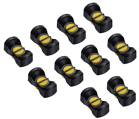 PATIKIL 24.5x12x9mm Mischpult Schieberegler Fader Drehknopf Kappe Sensorischer Schieber Einschub Welle ABS Schwarz Gelb für Drehschalter Pack von 10