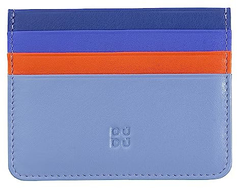 Porta carte di credito colorato in pelle Nappa 6 tasche DUDU Blu pastello