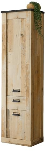 Furn.Design Stauraumschrank in Used Wood hell und anthrazit Mehrzweckschrank 51 x 201 cm, Stove
