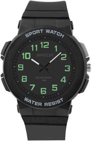 VOSO Kids Analog Watch for Boys Girls, 50M Waterproof Children Quartz Watch with Backlight for 7-18 Years Old, Teenager Wrist Watches for Sports Outdoor, Kids Gifts, Christmas Gifts (Black)