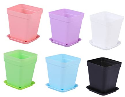 Milisten 6 Piezas Tiestos para Plantas Exterior Tiestos para Plantas Interior Maceteros Jardineras Exterior Plantas Decorativas Espesar Pequeño Lavabo Cuadrado