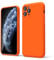 oakxco for iPhone 11 Pro Phone Case Liquid Silicone, Neon Bright Solid Color, Thin Slim Soft Rubber Gel Matte TPU Plain Simple Cover for Women Girl Cute, Neon Orange