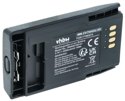 vhbw Akku Ersatz für Motorola PMNN4351B | PMNN6074 für Funkgerät, Walkie Talkie (2200 mAh, 3,7 V, Li-Ion)