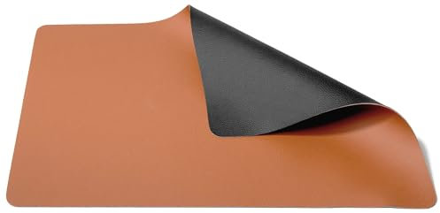 Jay Hill Platzdeckchen - Vegan Leder - Cognac/Schwarz - beidseitig - 46 x 33 cm - 6 Stücke