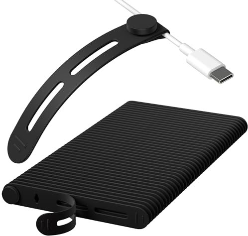 Nearockle 40Pcs Silikon Wiederverschließbar Kabelbinder, Wiederverwendbare Kabel Organizer Klein Kabelmanagement für Ladekabel Kopfhörer Computer Draht, Reisezubehör (Schwarz)