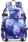 CUURODY Herren Rucksack Groß Jungen Schulrucksack mit Exquisitem Aufdruck 15.6 Zoll Laptop Daypack Wasserdicht Oxford-Stoff Lässig Campus Reise Tagesrucksack Sternenhimmel Blau
