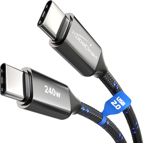 KabelDirekt – Cavo USB-C per Ricarica Rapida – 2x1m, 240W | Ricarica Telefoni/Computer Portatili fino a 240W, Cavo di Ricarica/Dati