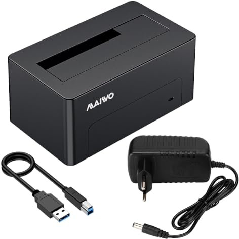 liuduo 2,5-3,5-Zoll-SAS-Festplatten-Dockingstation 6 Gbit/s mit UASP-SAS-zu-USB-3.0-Adapter, Gehäuseleser, 18 TB Kapazität, 12 V, 2 A, Netzteil mit USB-B-zu-USB-A-Kabel, werkzeuglos