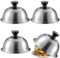 4Pcs Burger Covers, Stainless Steel Round Basting Covers for Griddle Grill, Cheese Melting Domes with Anti-Scald Handle, Steaming Covers for Cooking Hamburgers Steaks Bacon (4Pcs)