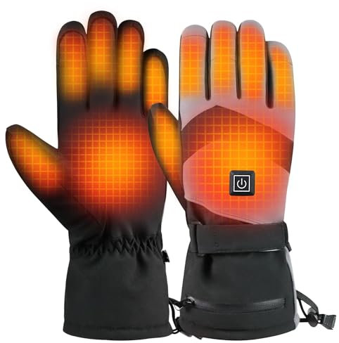 Beheizbare Handschuhe, 7.4V 3000mAh Beheizte Handschuhe für Damen Herren, Beheizte Motorradhandschuhe für Outdoor Wandern Motorrad Camping