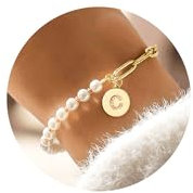 TINGN Armband mit Buchstaben Armband Damen - Perlen Armband mit Buchstaben Armband Damen Gold Armbänder Damen Armband Mädchen Geschenke für Mädchen Armband mit Buchstaben C Armband Damen Gold Schmuck