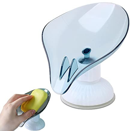 Yusheng Porte-savon en forme de feuille | Porte-savon en forme de feuille,Porte-savon transparent non perforé avec auto-vidange et ventouse pour douche, salle de bain, évier de cuisine