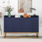 YCYDHDM Sideboard, Kommode mit 4 Türen und Metallbein, Mehrzweckschrank, Anrichte mit verstellbare Regale, für Schlafzimmer Wohnzimmer Küche, Blau
