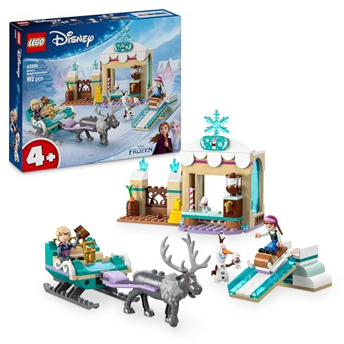 LEGO | Disney Frozen Aventura en Trineo de Anna Juguete de Construcción de Princesas para Niñas de 4 Años o Más, Figura de Animal Reno Sven y Establo con 2 Mini Muñecos Inc. Kristoff y Olaf 43256