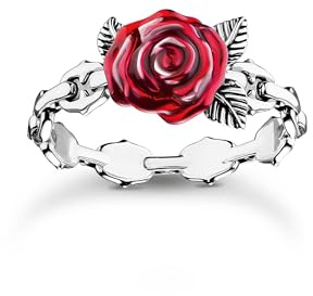Thomas Sabo Damen-Damenring 925er Silber, Emaille 52 Rot 32029480