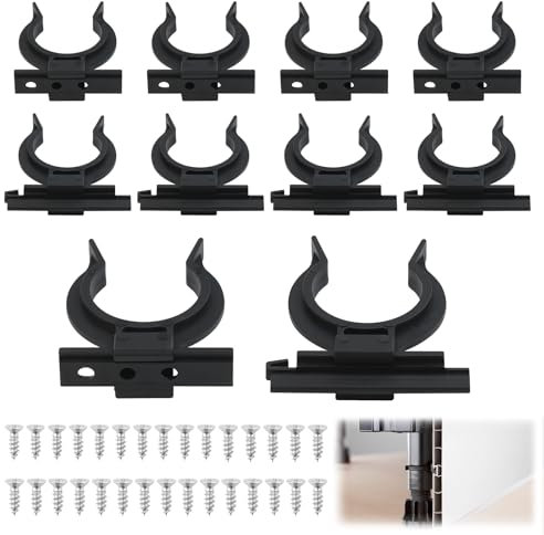 10 Piezas Ajuste Preciso Negro Clips para Zócalo, Soporte para Zócalo con 2 Tipos Accesorios, Gancho Zócalo Cocina con 30 M3 x 20 Tornillos, Clips de Paneles de Baño para Pies de Armario Doméstico