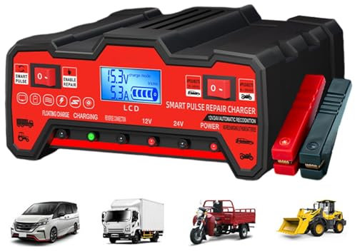 Kfz-Batterieladegerät,Batterieladegerät fürs Auto | Leistungsstarkes Batterie-Autoladegerät Autobatterie-Ladegerät | Hitzebeständiges Bootsbatterieladegerät, LKW-Batterieladegerät für Autos, Rasenmähe