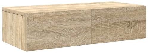 vidaXL Wandregal mit Schubladen Sonoma-Eiche 60x26,5x15 cm, Wandschrank, Schweberegal, Wandablage, Schwebeschrank