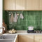 Yoillione Gruesos Azulejos Adhesivos Cocina: Azulejos Autoadhesivos Verde para Cocina Baño - 3D Rectángulo Metro Baldosa de Pared (10 Piezas, 30.5x30.5cm)