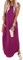 Chicrise Robe Grande Taille Femme Robe Plage Col V Simple Robe Longue Douce Elegant Violet 2X Grand 50-54