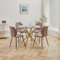 DEYARNA HOME Essgruppe Set Tisch und Stühle, 100cm Runder Esstisch und 4 Leinen-Esszimmerstühle, 4 Stühle & Tisch für Küche, Esszimmer und Wohnzimmer (Braun-LX, 100 * 100 * 76.5cm (Grau/Gold))