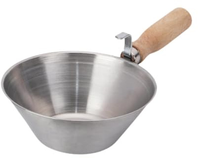 Baoblaze Cement Bucket Scoops Construction Tool Bowl with Wood Handle Multifunctional Sturdy Heavy Duty Mud Pan for Plasterers Drywall