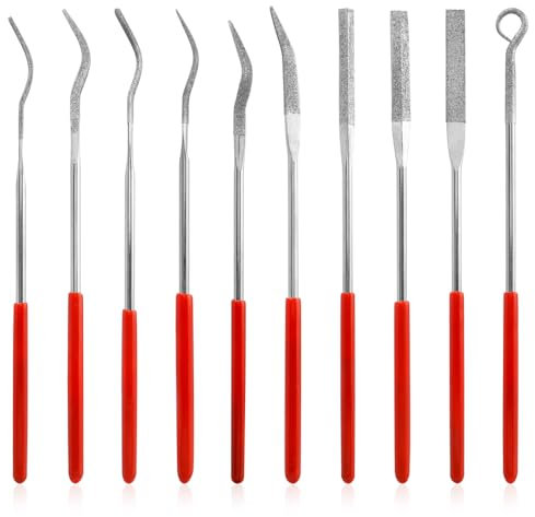 Mesee Set di 10 Lime Diamantate Mini Lime di Aghi di Diamante 3 * 140 mm Lima Diamantata Set di Precisione Mini Diamond Files per Lavoro di Legno Ceramica Metallo Morbido