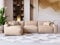 GRAINGOLD Arizona Ecksofa 265x180 cm, L-Form Sofa, Ecksofa für Wohnzimmer, Velour, 3-Sitzer Eckcouch, Modernes Design (Beige, Links)