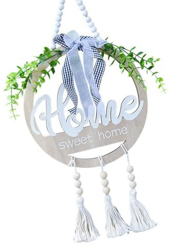 Legno scava fuori casa porta d'ingresso segno ritaglio appeso parete arte per decorazione moderna rotonda benvenuto piastra ornamento facile installazione