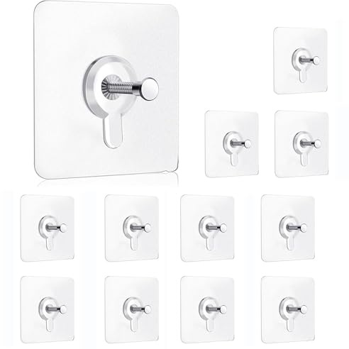 12 Unidades Ganchos Adhesivos para Cuadros, Colgar Cuadros sin Clavos ni Agujeros, Ideal para Marcos, Relojes y Decoración, Fijación sin Dañar Paredes, Vidrio, Azulejos - Sin Marcas