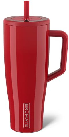 BrüMate Era 40 oz Tumbler with Handle and Straw | 100% Leakproof Insulated Tumbler with Lid and Flexible SoftSip Straw | Made of Stainless Steel | Cup Holder Friendly Base | 40oz (Maraschino)