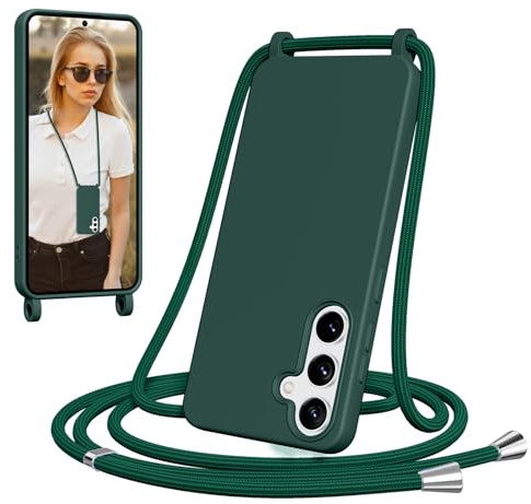 Jrkvniv Coque pour Samsung Galaxy A54 5G avec Cordon, Collier Étui Silicone avec Tour de Cou Lanière, Réglable, Amovible, Antichoc Bumper Housse Case pour Samsung A54 Chaine, Vert