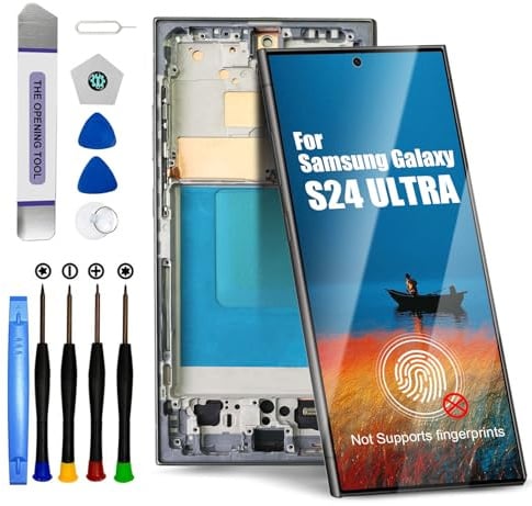 DTD Pantalla para Samsung Galaxy S24 Ultra LCD de Repuesto, Pantalla táctil, Montaje con Herramientas (Negro con Marco, sin Recon