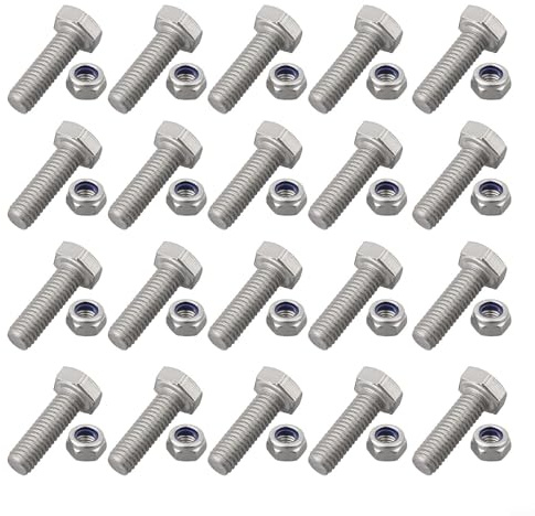 Honseadek Gebläse-Scherstifte, Schrauben, Muttern, kompatibel mit Schneefräsen Hs928, Hs624, HS828, HS1132, Hs724, Metall, Ersatz-Schnee, 20 Sets, Teile, Schneckenwartungsset