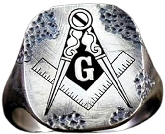 WORLD WIDE GEMS Freimaurer-Ring, handgefertigter Herren-Siegelring, Vintage-Stil, Freimaurer-Symbolringe, Schmuck, 925er Sterlingsilber (Ringgröße 5–12,5), versilbert, WW_PDR_00374, 17x15mm, Sterling
