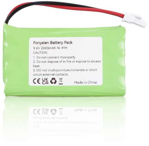 9001001 2400720 Batterie Compatible avec Somfy Moteur de Portail Garage | 9.6V 2000mAh; Compatible avec Somfy Freevia, M3 HR15/51, SGA, SGS, GDK & Elixo 500 3S io/GDK 3000