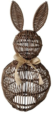 Handgefertigter Rattan-Osterhasenkorb, Osterhasen Figuren, Moderne Osterdekoration aus Holz, Osterdekoration aus Leinen, Ausgehöhlte Hasenform, Leicht & Robust, Für Wohnzimmer, Büro, Terrasse (Mittel)