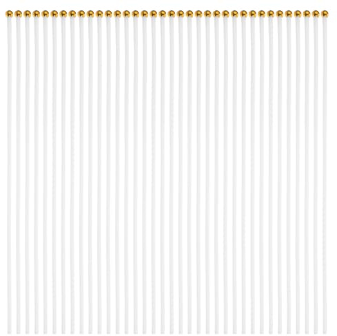 BESTonZON Lot de 50 mini mâts de drapeau en plastique blanc avec lance dorée pour fêtes, défilés, événements sportifs, petits drapeaux de bureau pour loisirs créatifs - 30 cm