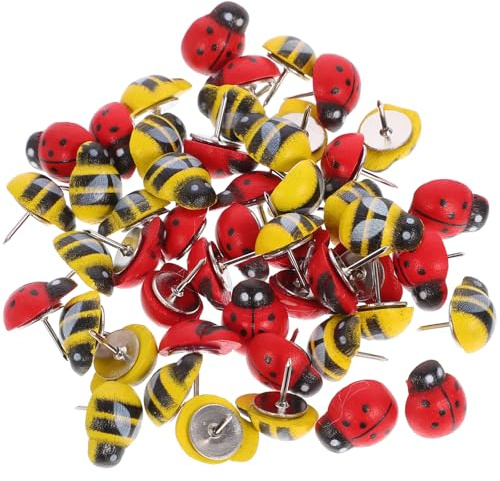 50pcs Wooden Animal Shaped Thumbtacks Box with Iron Pins for Fixing