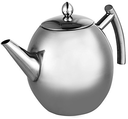 Théière en Inox, Asixx 1L / 1.5L Théière en Acier Inoxydable avec Filtre Bouilloire à Thé pour Maison, Hôtel, Café, Restaurant, etc(1500ml)
