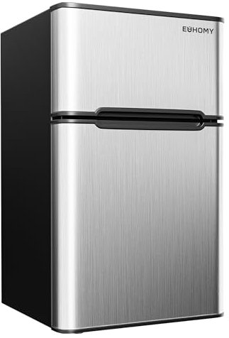 Euhomy nevera pequeña compacta con congelador, refrigerador vertical de 2 puertas de 3.2 pies cúbicos con congelador, ideal para almacenar alimentos y bebidas, dormitorio, apartamento y oficina.