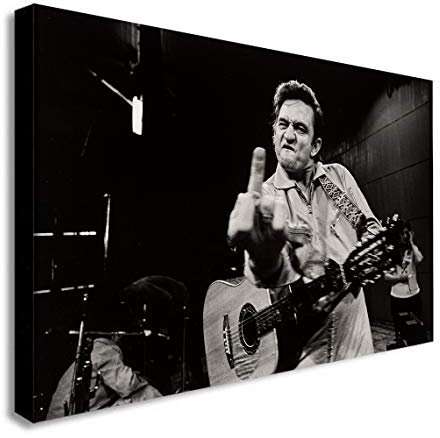 FAB Johnny Cash Leinwandbild, gerahmt, A1 32 x 24 Zoll, Pop Art, Buchstabenmotiv, Wandbild, Wohnzimmer