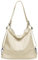 Caspar 2 in 1 Schultertasche Rucksack aus Leder Damen Tasche - PREMIUM LINE - Modell No.796 - Made in Italy, Farbe:beige, Größe:One Size