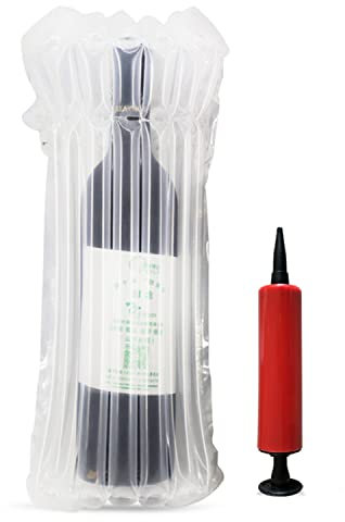 Wine Bottle Travel Protector Bags, Monkkino 8 Packs Inflatable Bubble Cushion Wrap, Safety Choice for Glass Bottles in Transport with Luggage, Air Filled Packaging Sleeves with Reusable Pump