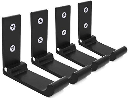 YOCZOX Faltbarer Wandhaken, unsichtbare klappbare Wandhalterung, 4 Pcs Aluminium Wandhalterungshaken, Garderobenständer, Kleiderhaken, Kopfhörerhalter, Ideal für Küche Zimmer etc, Schwarz