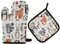 HMZXZ RXYY Tiers NiedlichFuchs Hase Eule Blume Ofenhandschuhe Gesteppt Baumwolle Beschichtung Topflappen BBQ Handschuhe-Ofenhandschuhe Hitzebeständig Küche Sicher Matten für Backen Kochen