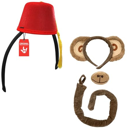 Nicky Bigs Novelties Nicky Bigs Costume Accessory Movie Monkey Set One Size' / Amazon Unisex Adult Monkey in Fez Hat Kit Mini Headband Nose Tail Movie Costume Set